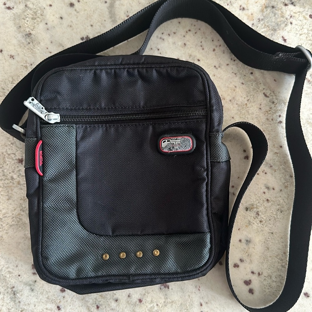 Tumi black crossbody bag unisex adjustable strap